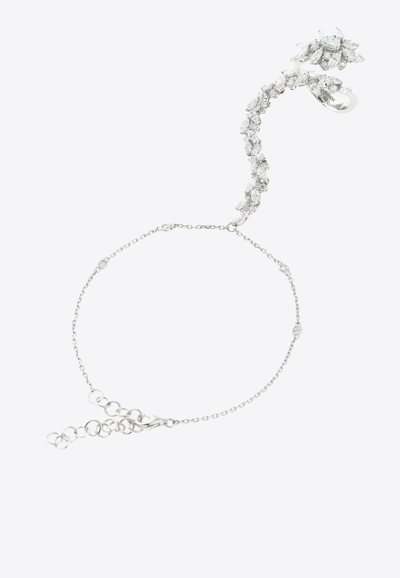 Shop Yeprem 18-karat White Gold Diamond Ring With Detachable Bracelet In Silver