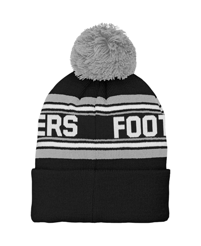 Outerstuff Youth Boys And Girls Black Las Vegas Raiders Jacquard Cuffed Knit Hat With Pom In Black