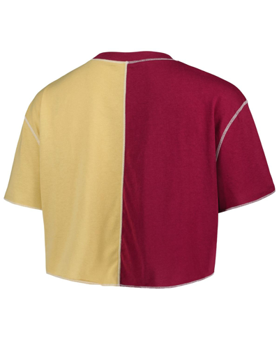 Zoozatz Women's  Garnet, Gold Florida State Seminoles Colorblock Cropped T-shirt In Garnet,gold
