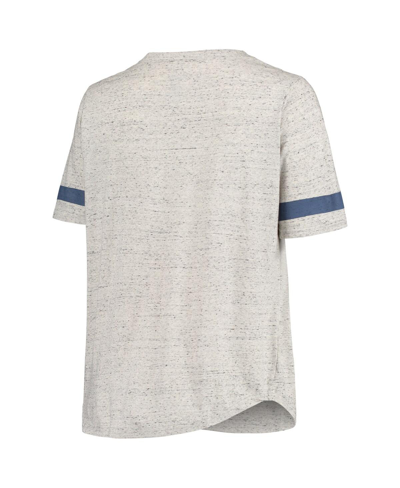 Shop Profile Women's Heathered Gray Denver Broncos Plus Size Lace-up V-neck T-shirt