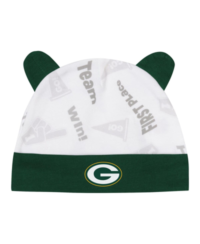 Shop Outerstuff Infant Boys And Girls Green, White Green Bay Packers Baby Bear Cuffed Knit Hat Set In Green,white