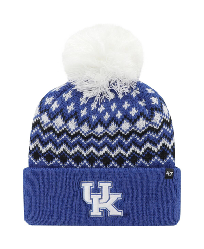 Shop 47 Brand Women's ' Royal Kentucky Wildcats Elsa Cuffed Knit Hat With Pom