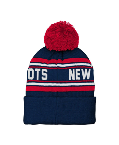 Shop Outerstuff Preschool Boys And Girls Navy New England Patriots Jacquard Cuffed Knit Hat With Pom