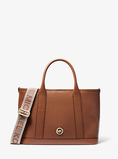 Shop Michael Kors Luisa Medium Pebbled Leather Tote Bag In Brown