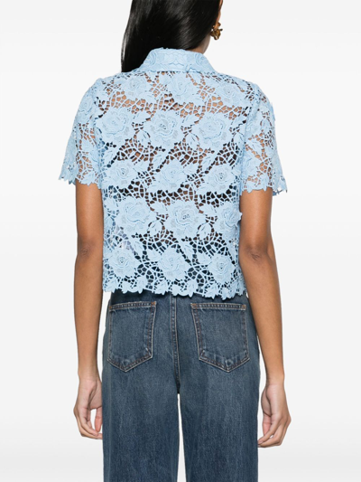 Shop Self-portrait Blue Lace Top