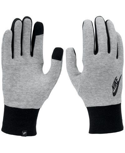 Shop Nike Men's Club Fleece 2.0 Embroidered Logo Tech Gloves In Dark Grey Heather