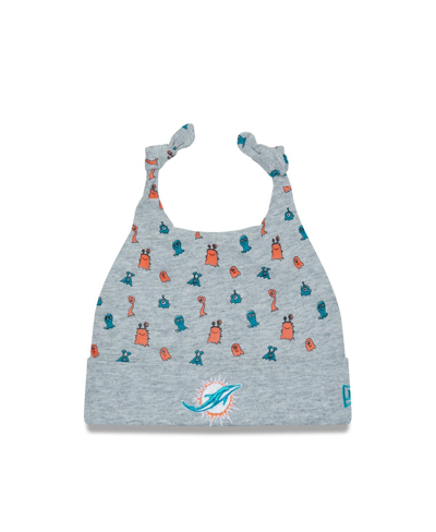 New Era Infant Boys And Girls  Heather Gray Miami Dolphins Critter Cuffed Knit Hat In Heather Gray