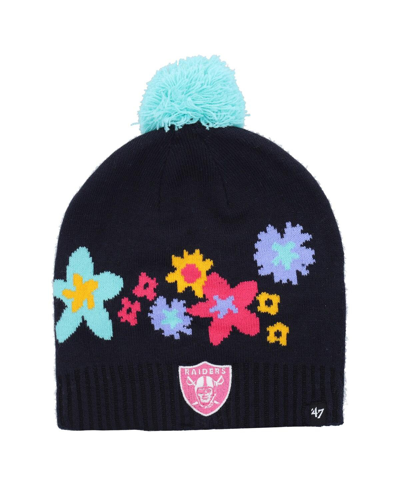Shop 47 Brand Girls Youth ' Navy Las Vegas Raiders Buttercup Knit Beanie With Pom