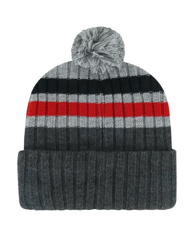Shop 47 Brand Men's ' Gray Chicago Blackhawks Stack Patch Cuffed Knit Hat With Pom