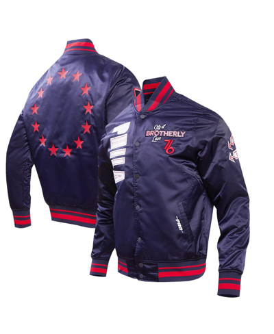 Pro Standard Men's  Navy Philadelphia 76ers 2023/24 City Edition Satin Full-snap Jacket In Navy