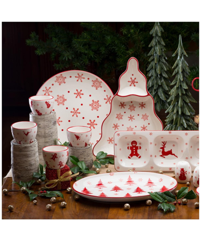 Shop Euro Ceramica Winterfest 4 Piece Dipping Bowl Set In Red,white