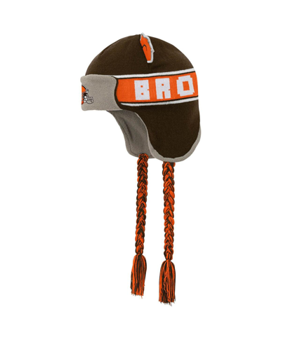 Shop Outerstuff Preschool Boys And Girls Brown Cleveland Browns Wordmark Ears Trooper Knit Hat