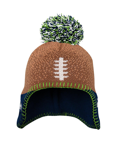 Shop Outerstuff Infant Boys And Girls Brown Seattle Seahawks Football Head Knit Hat With Pom