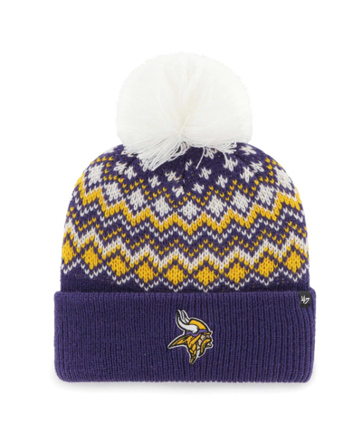 Shop 47 Brand Women's ' Purple Minnesota Vikings Elsa Cuffed Knit Hat With Pom