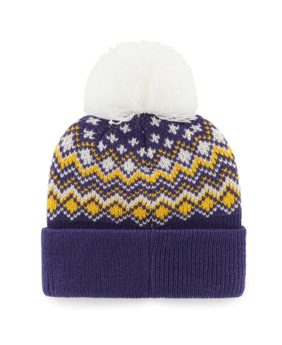 Shop 47 Brand Women's ' Purple Minnesota Vikings Elsa Cuffed Knit Hat With Pom