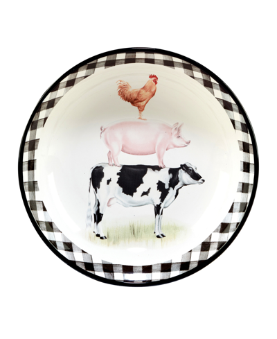 Shop Certified International On The Farm Serving Bowl In Black,white