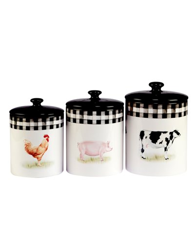 Shop Certified International On The Farm Canister Set, 3 Piece In Black,white