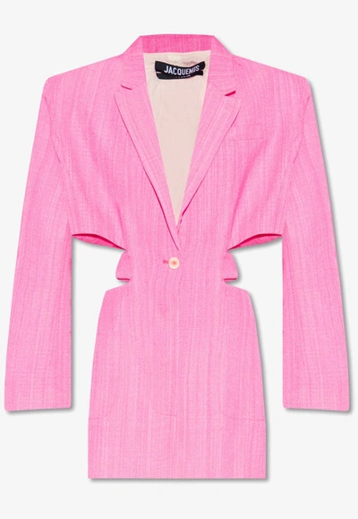 Shop Jacquemus Bari Mini Blazer Dress In Pink