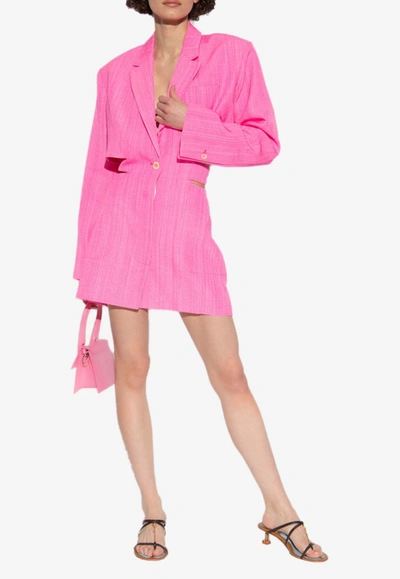 Shop Jacquemus Bari Mini Blazer Dress In Pink