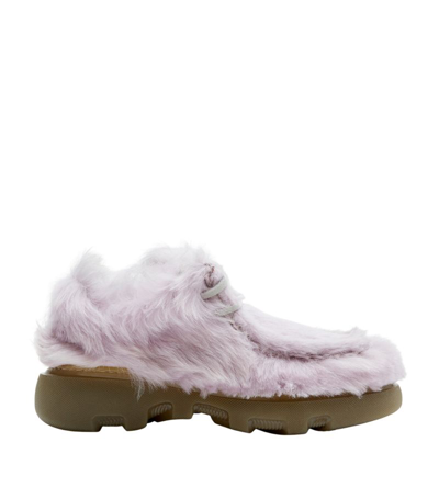 Shop Burberry Shearling Creeper Shoes In Pink