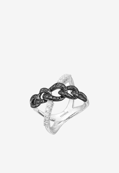 Shop Yeprem Black Strada 18-karat White Gold Ring With Diamonds In Silver