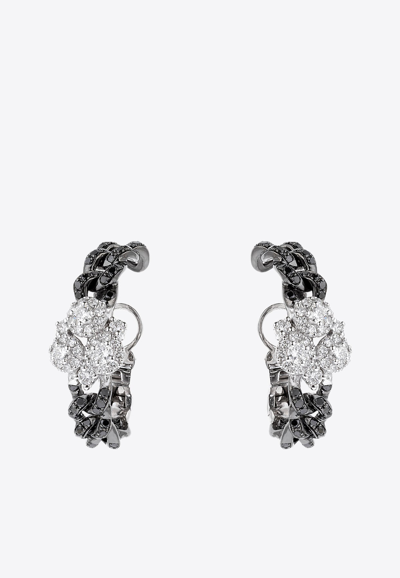 Shop Yeprem Black Strada Diamond Hoop Earrings In 18-karat White Gold