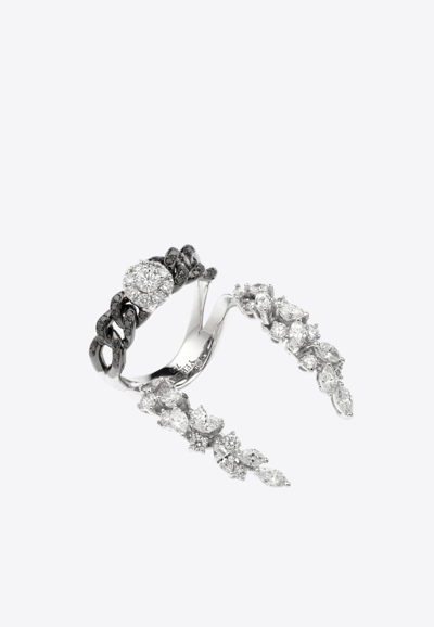 Shop Yeprem Black Strada Stackable Diamond Ring In 18-karat White Gold In Silver
