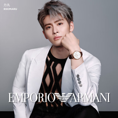 阿玛尼(Emporio Armani) 手表男 力丸同款简约时尚白色哑光表盘棕色皮带石英男表 AR11572