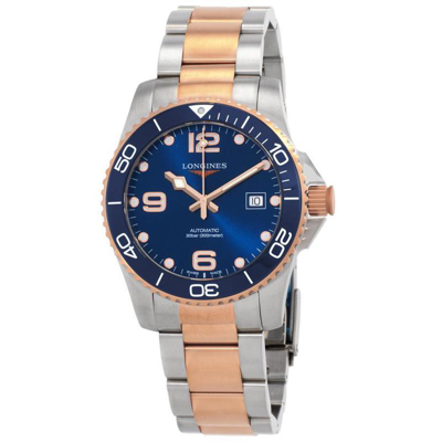 浪琴(LONGINES)男士 Hydro Conquest 18kt 玫瑰金不锈钢蓝色表盘经典时尚商务机械手表