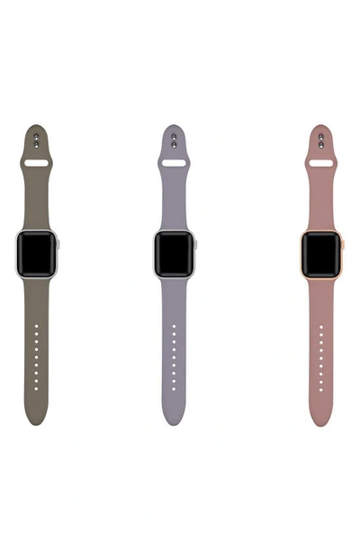 The Posh Tech Pack Of 3 Silicone Watch Bands In Mocha/ Rose/ Lilac