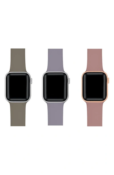 The Posh Tech Pack Of 3 Silicone Watch Bands In Mocha/ Rose/ Lilac