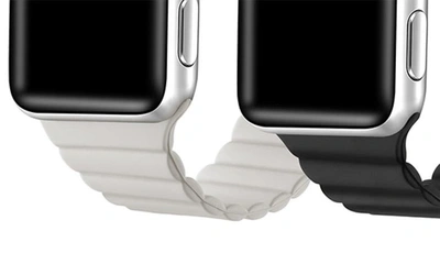 The Posh Tech Pack Of 2 Magnetic Silicone Watch Bands In Black/ Blush Pink