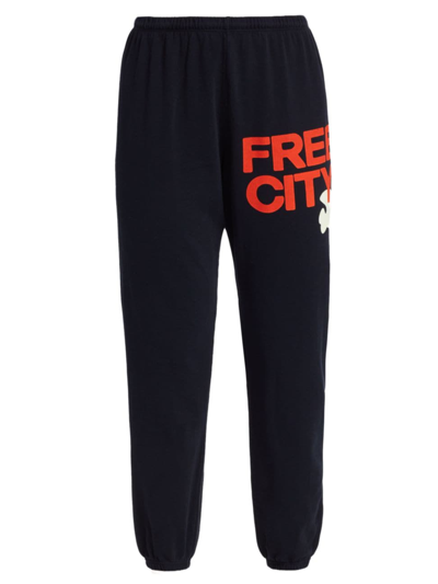 Shop Freecity Women's Logo Cotton Sweatpants In Squids Electric