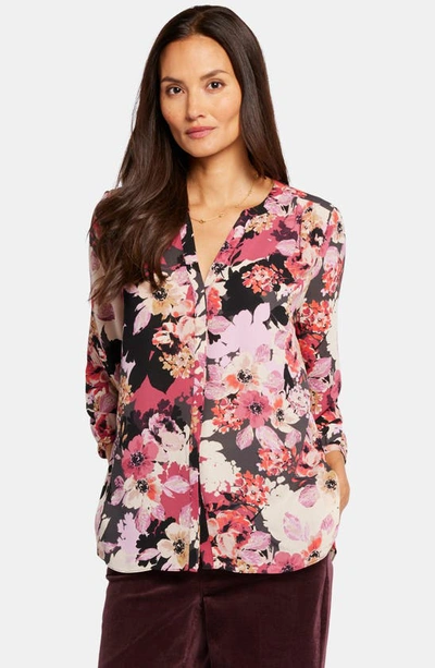 Shop Nydj High-low Crepe Blouse In Helena