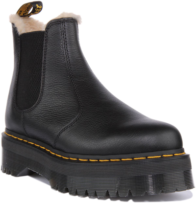 Pre-owned Dr. Martens' Dr Martens 2976 Quad Unisex Leder Plateau Chelsea Stiefel Schwarz Grösse Uk 3 - 8