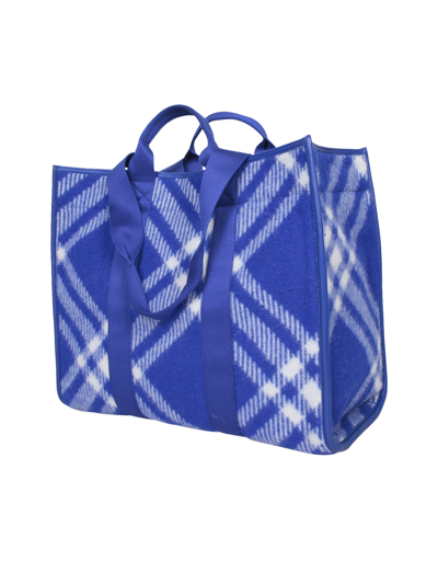 Shop Burberry Check Motif Shopper Bag In Blue