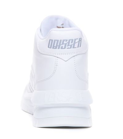 Shop Versace Greca Odissea High Sneakers In White