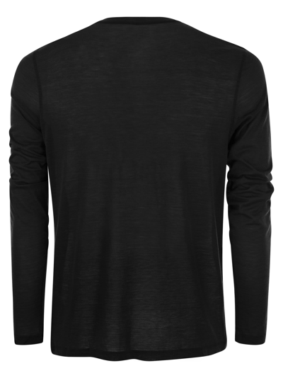 Majestic Crew-neck T-shirt In Silk And Cotton In Navy Blue