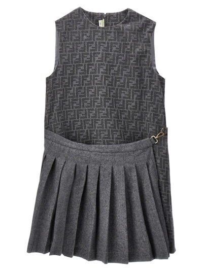 Shop Fendi Ff Dress In Gray