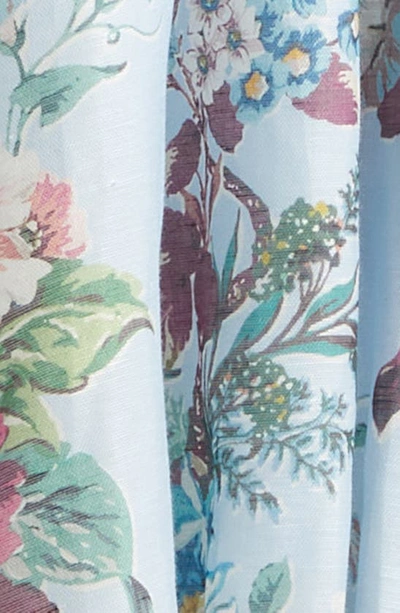 Shop Zimmermann Matchmaker Drape High-low Linen & Silk Dress In Blue Barkcloth Print