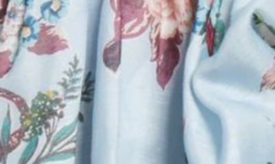 Shop Zimmermann Matchmaker Drape High-low Linen & Silk Dress In Blue Barkcloth Print