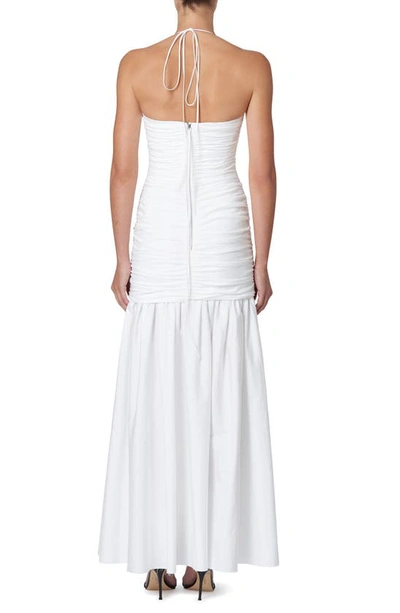 Shop Carolina Herrera Rosette Detail Stretch Cotton Maxi Dress In White