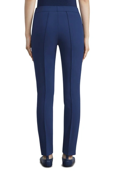 Lafayette 148 Gramercy Acclaimed-stretch Pants In Midnight Blue