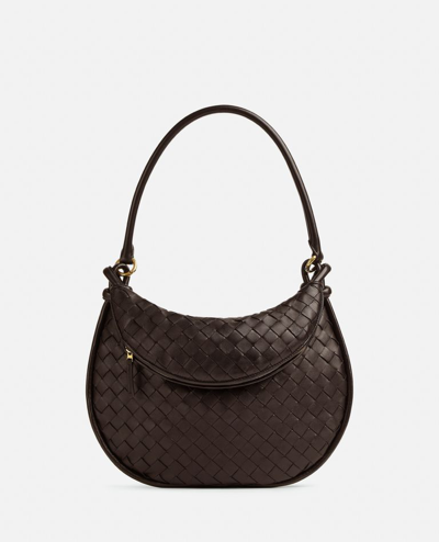 Shop Bottega Veneta Gemelli Medium Leather Shoulder Bag In Brown