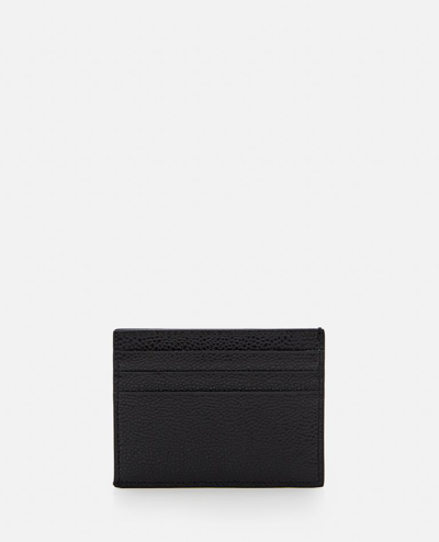 Thom Browne Pebble Grain Leather Single Card Holder In Black