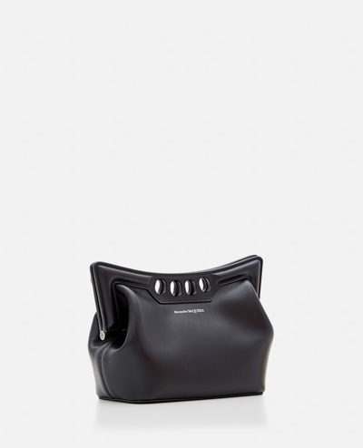 Shop Alexander Mcqueen Mini Peak Leather Shoulder Bag In Black
