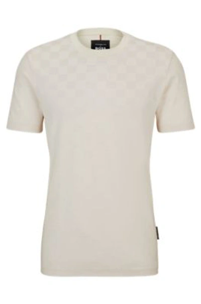 Shop Hugo Boss Porsche X Boss Mercerized-cotton T-shirt With Check Jacquard In White