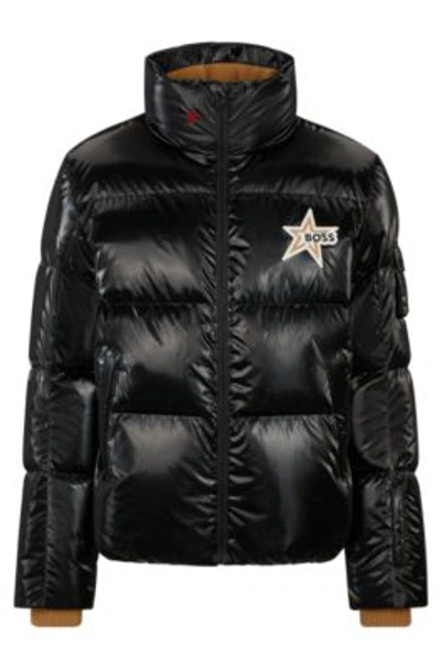 Shop Hugo Boss Boss X Perfect Moment Down-filled Ski Jacket With Branding In Black
