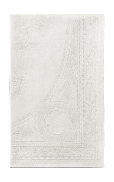 Shop Tiffany & Co Crest Embroidered-linen Napkin In White