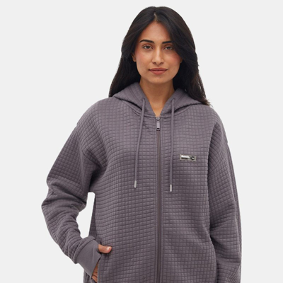 Shop Bench Dna Womens Tameka Quilted Oversize Zip In Grey